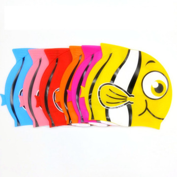 Children's Cartoon Fish Swimming Cap Silicon Waterproof Protect Ear Shark Shape Swim Pool Caps